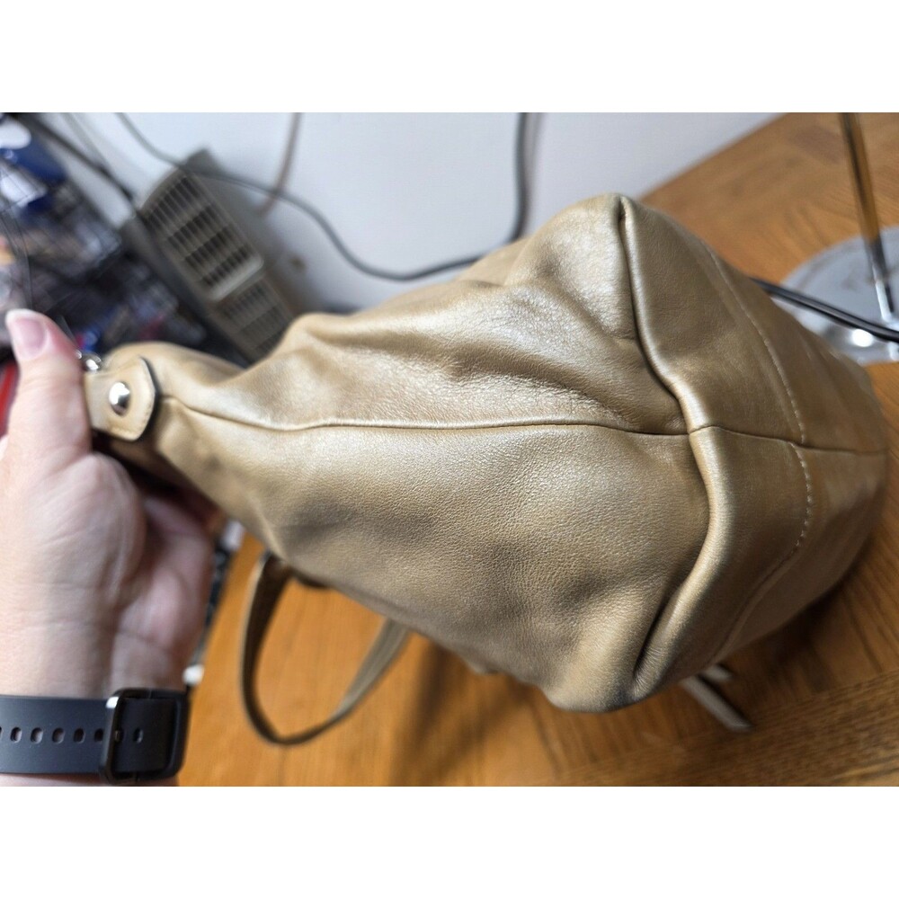 Coach Poppy Leather Rocker Satchel Legacy Lining Metallic Tan Leather 16285 - Picture 7 of 16